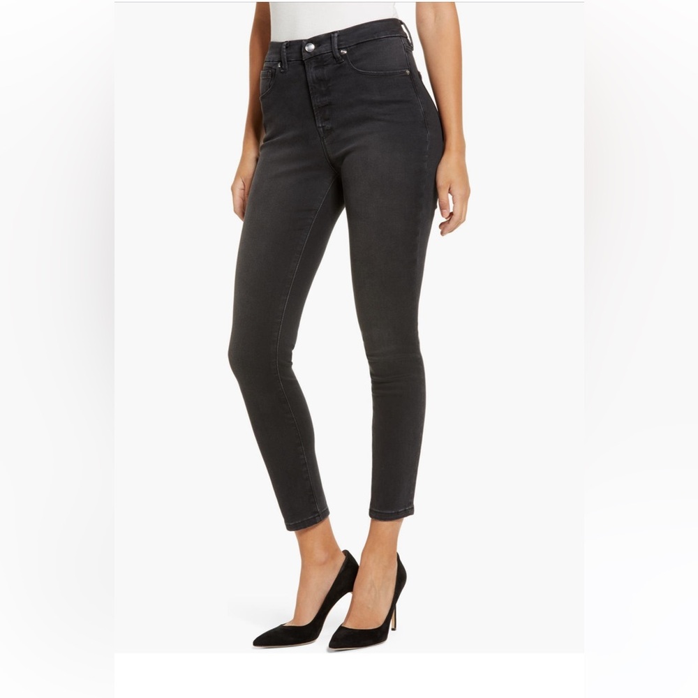 Good American Good Legs High Waist Crop Skinny Jeans Black058